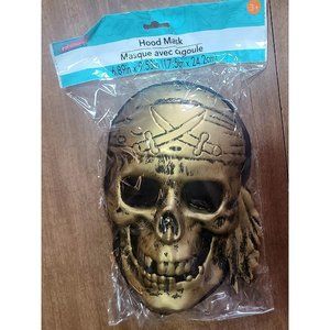 Halloween Gold Pirate Skull Mask with Hood And Plastic Glow In Dark New